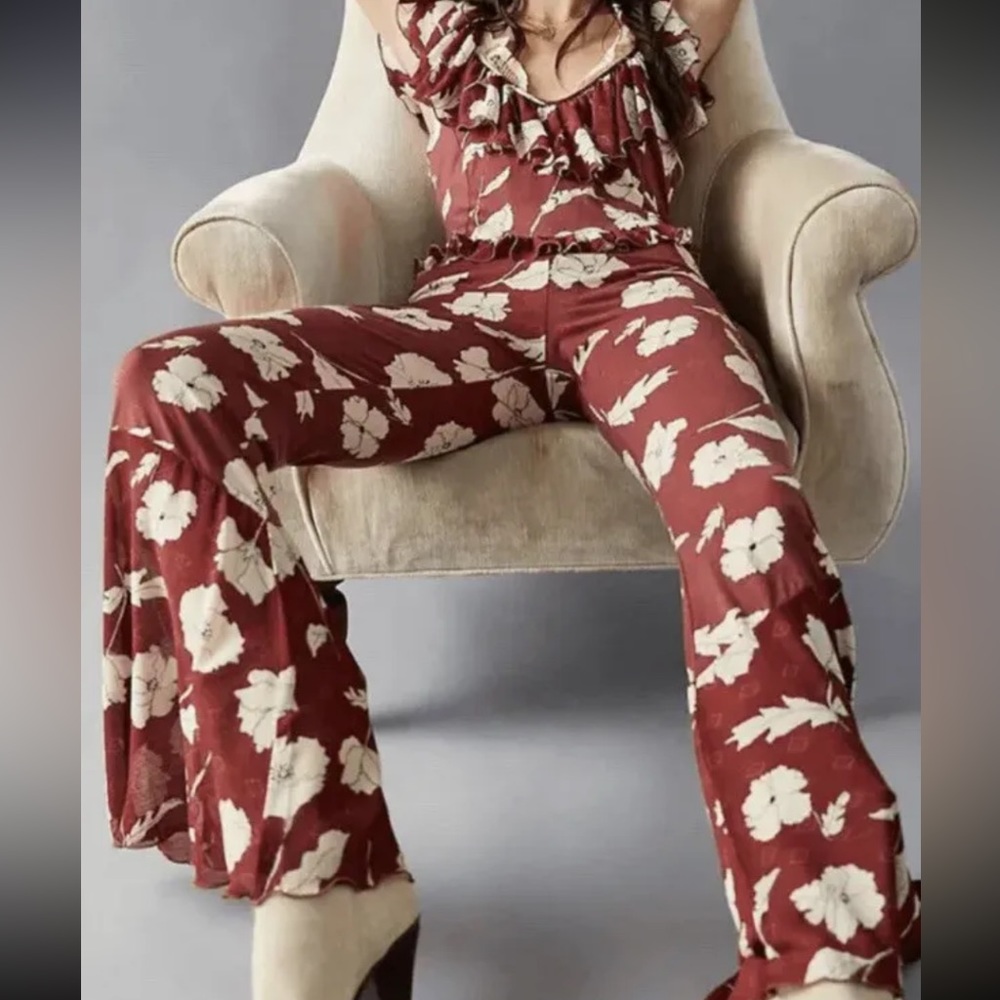 NWOT Free People Austyn Ruffle Floral One-Piece Jumpsuit Coastal Cowgirl Z549 - Picture 3 of 4